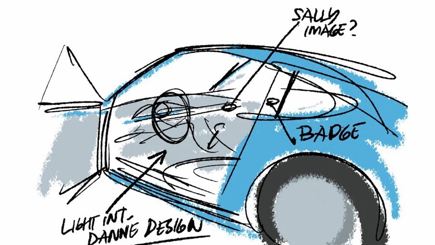 Sally Carrera design in progress (Image Via newsroom.porsche.com)