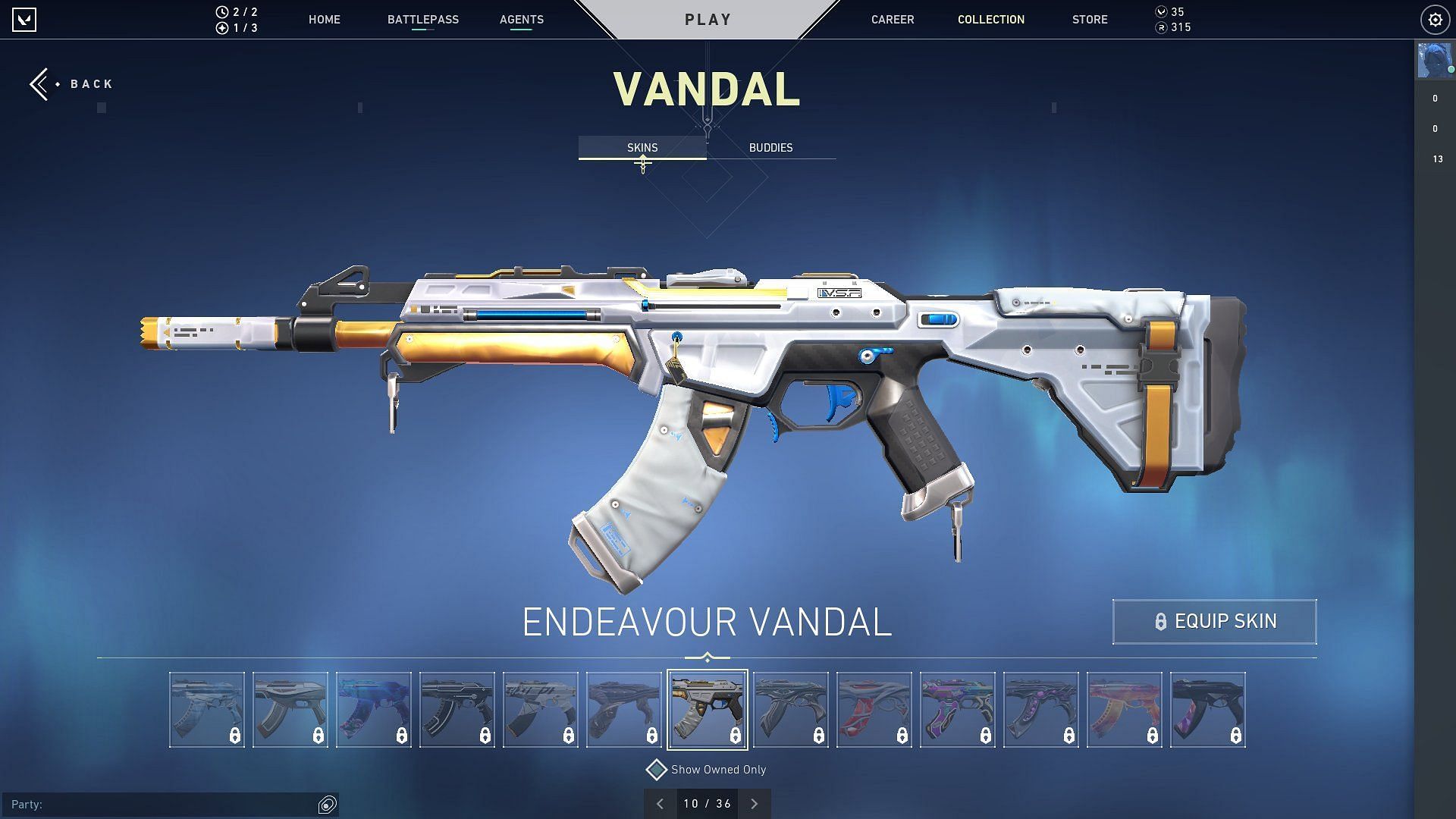 Endeavour doesn&#039;t seem to have any unique animations, color variants, upgrade levels, or finishers (Image by Riot Games, ValoLeaks)