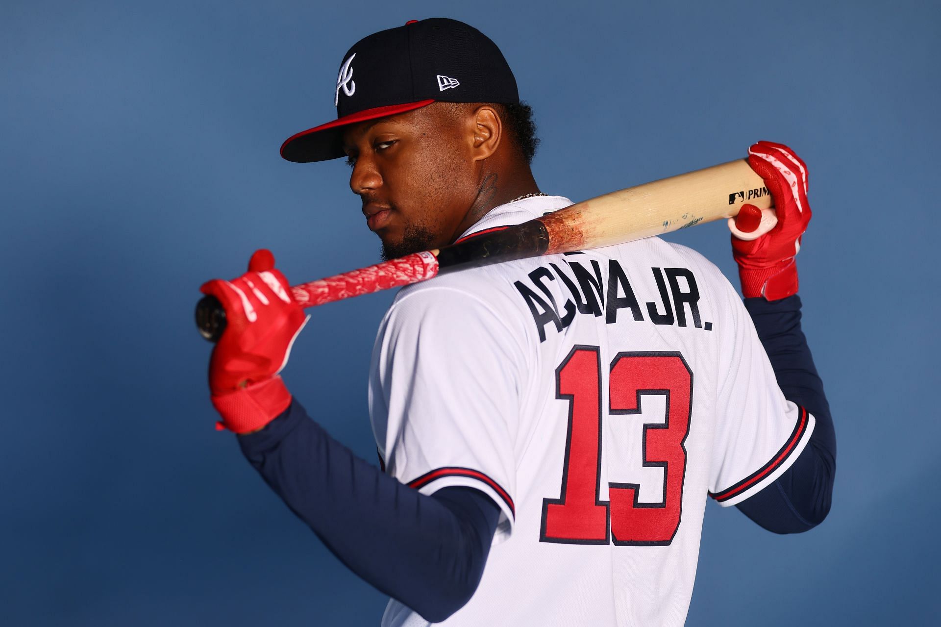 Ronald Acuna Jr. poses for a photo during the Atlanta Braves photo day
