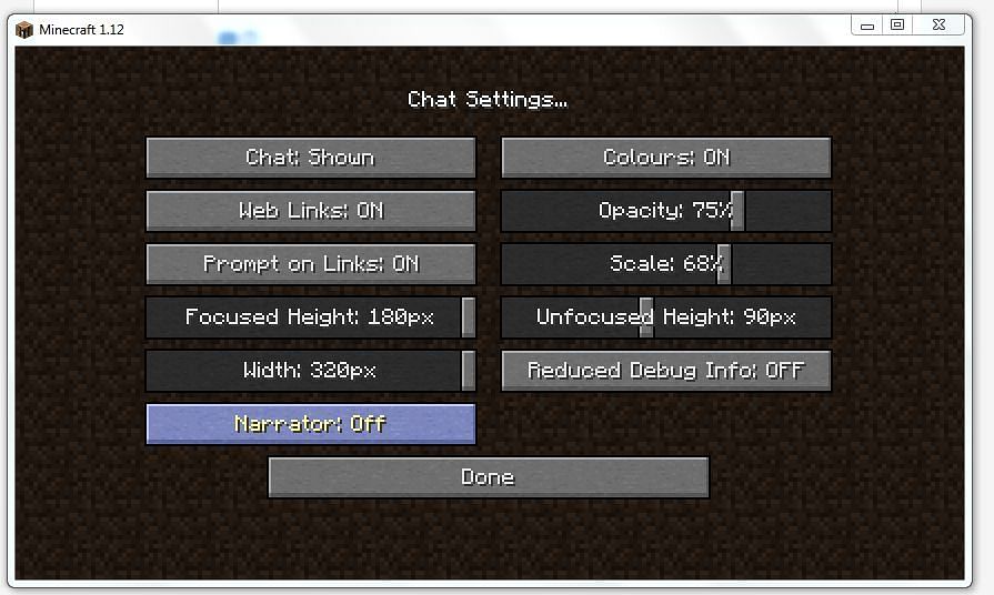 Narrator settings (Image via Jira Minecraft)