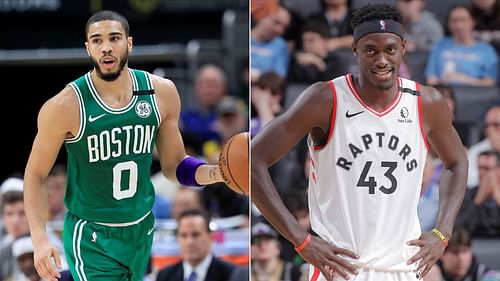 The sizzling-hot Boston Celtics will travel north to take on the Toronto Raptors on Monday. [Photo: Sporting News]