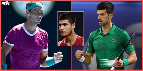 Rafael Nadal, Carlos Alcaraz, and Novak Djokovic