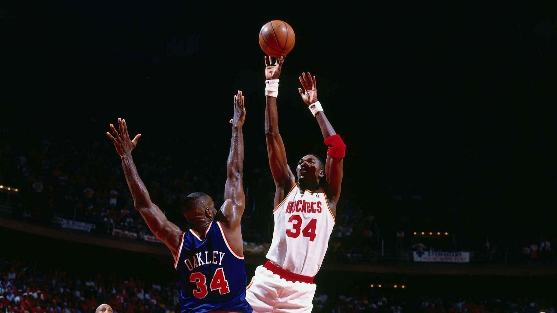 Hakeem Olajuwon in the NBA Finals with the Houston Rockets