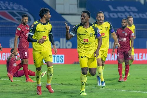 Hyderabad FC's Bartholomew Ogbeche has been in fine form in front of goal (Image Courtesy: ISL)