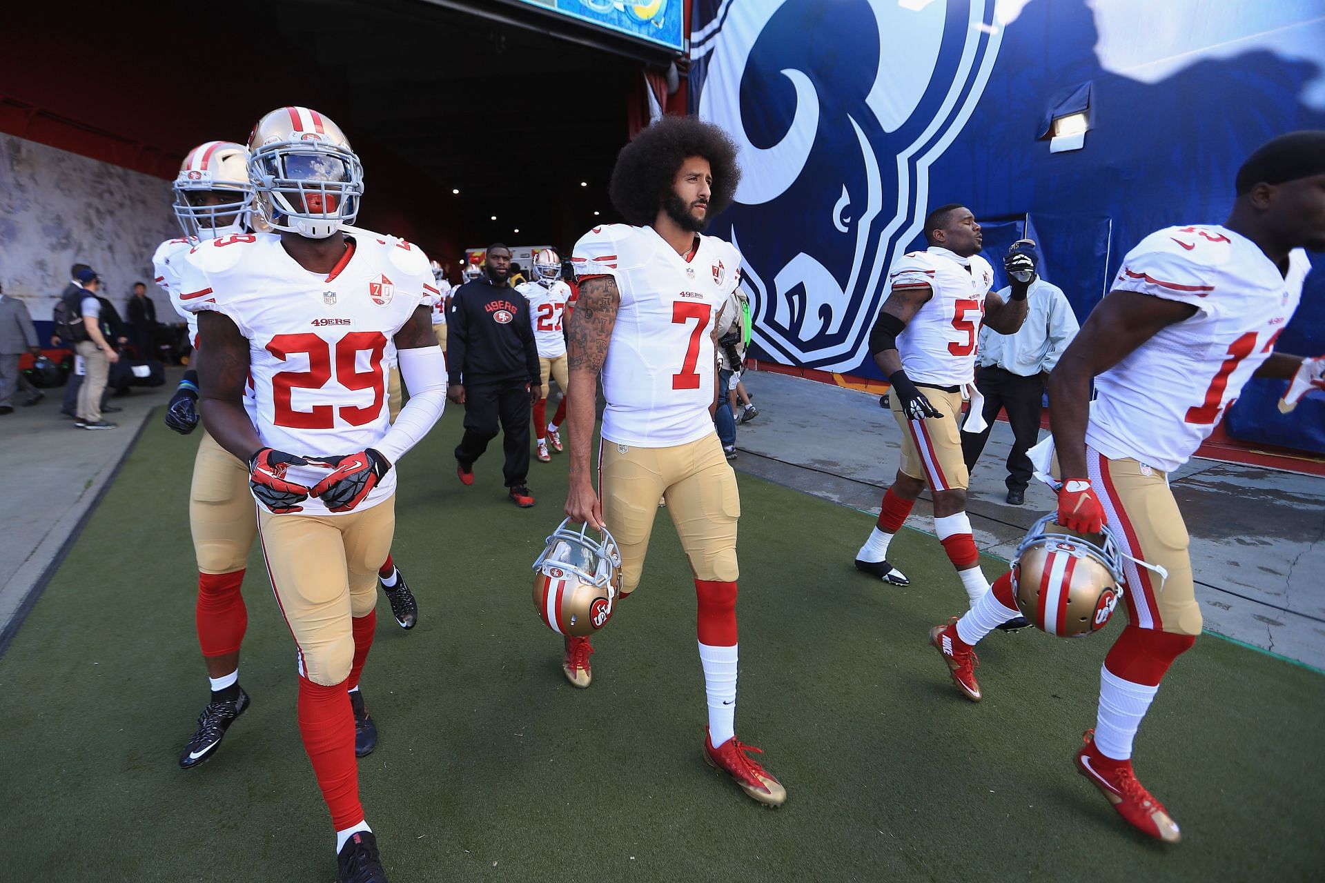 San Francisco 49ers QB Colin Kaepernick facing the Los Angeles Rams.