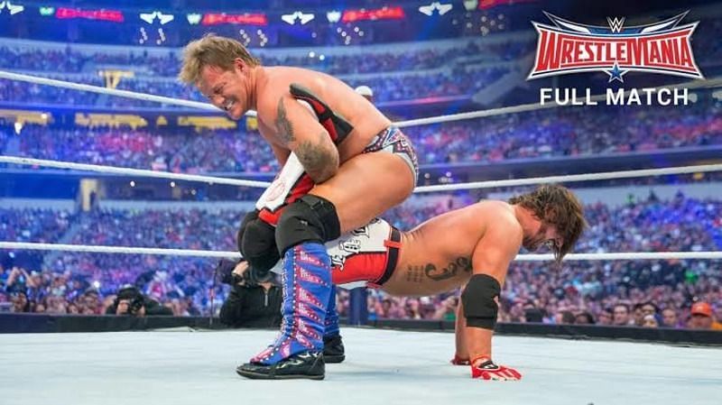 Chris Jericho performing Walls of Jericho on AJ Styles.