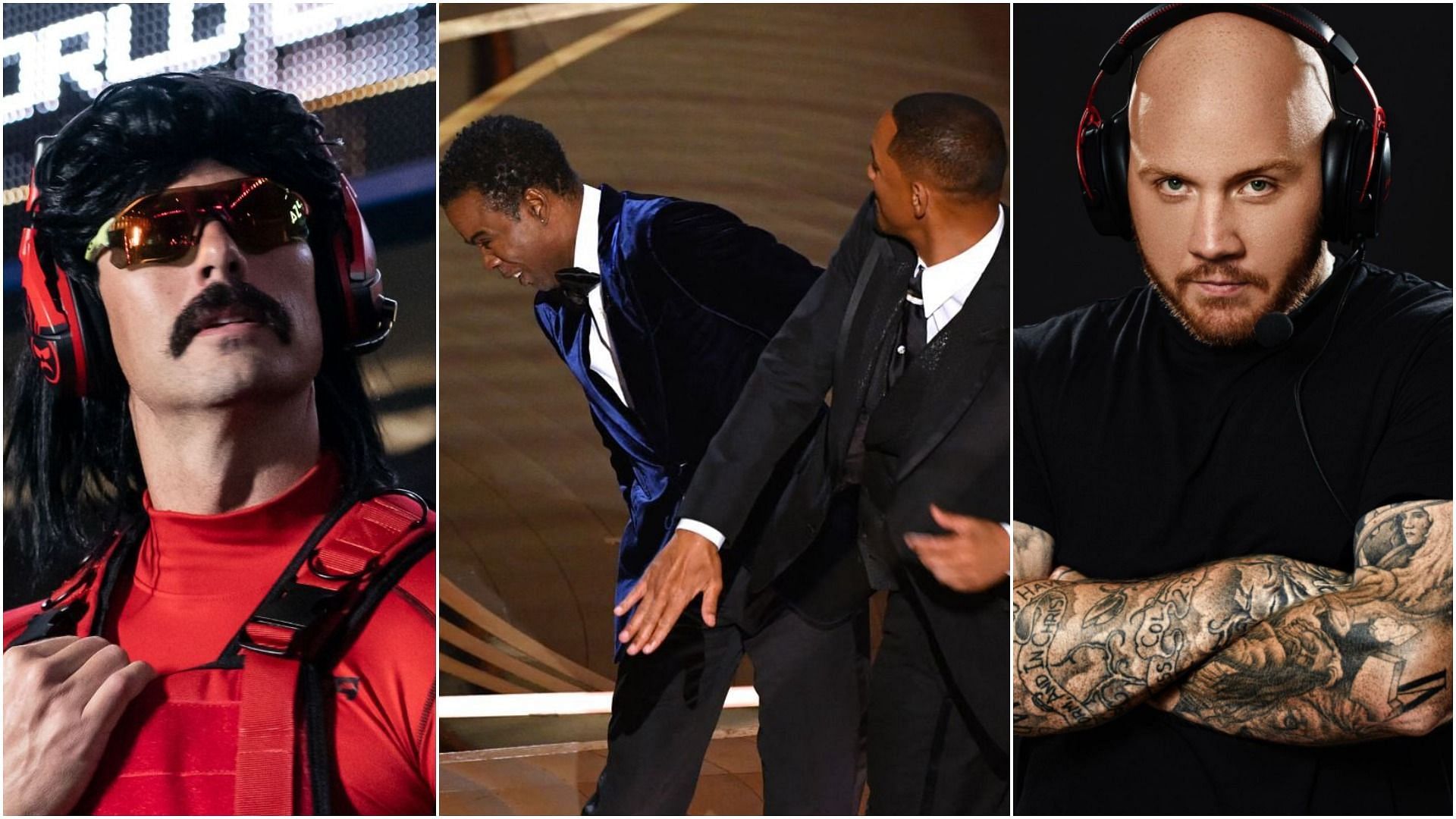 Dr Disrespect (Left) and TimTheTatman (Right) make jokes about the Will Smith-Chris Rock Oscars slap (Image via Sportskeeda)