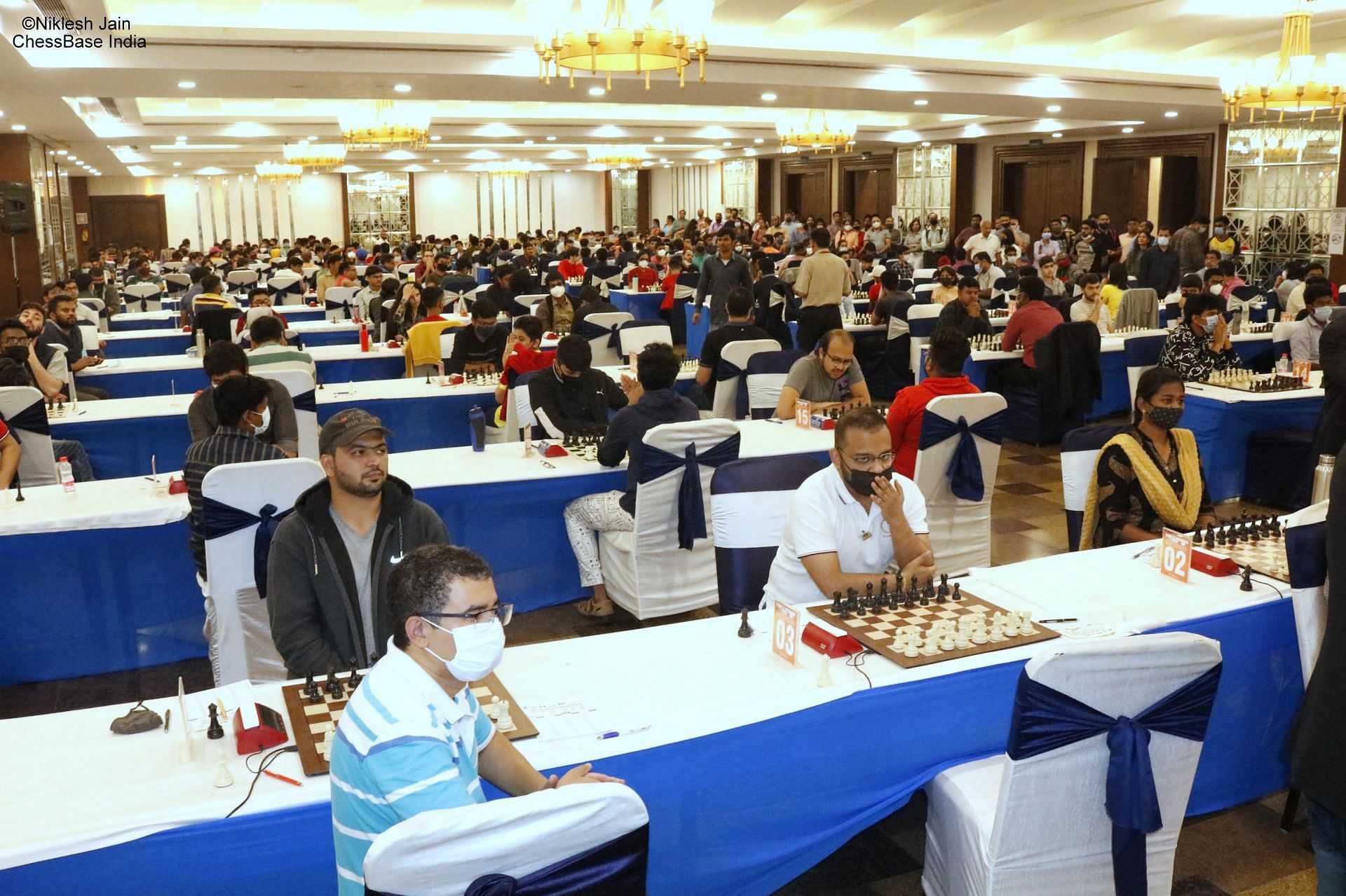 Chess players in action on the first day in New Delhi on Tuesday. (Pic credit: AICF)