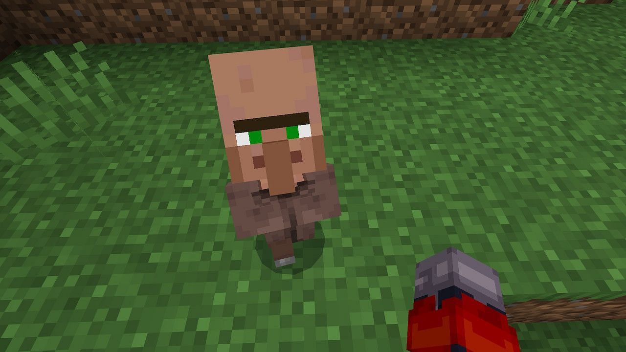 Locating an unemployed villager can help players get the weaponsmith they need (Image via Minecraft)