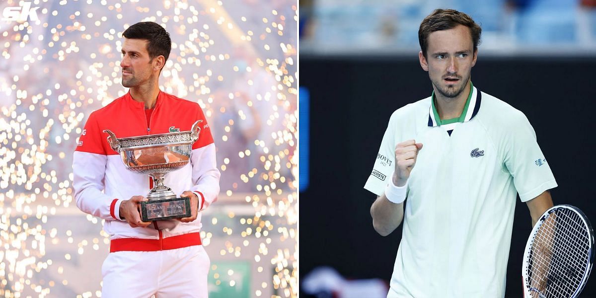 Novak Djokovic (L) and Daniil Medvedev
