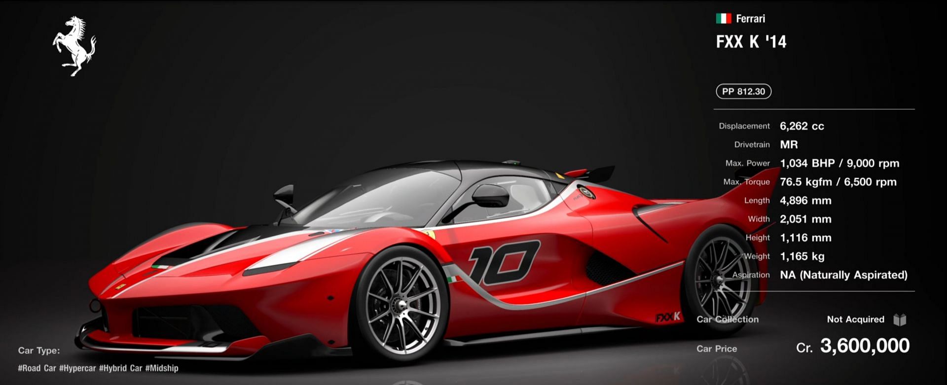 The first real jump in power belongs to the FXX K &#039;14 by Ferrari (Image via Sony)