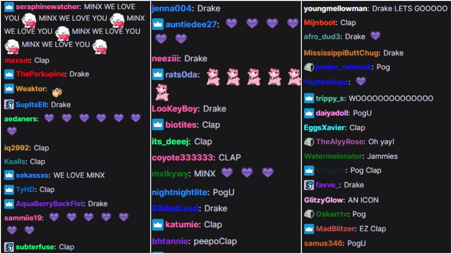 Chat tries to cheer Minx up with supportive messages (Image via Twitch/AsutinShow)