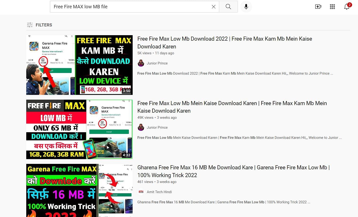 YouTube also features various misleading &quot;low MB file&quot; guides (Image via YouTube)