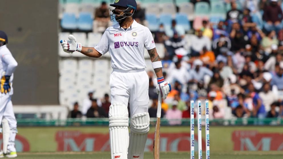 Virat Kohli was bowled by Lasith Embuldeniya in India&#039;s first innings of the Mohali Test [P/C: BCCI]