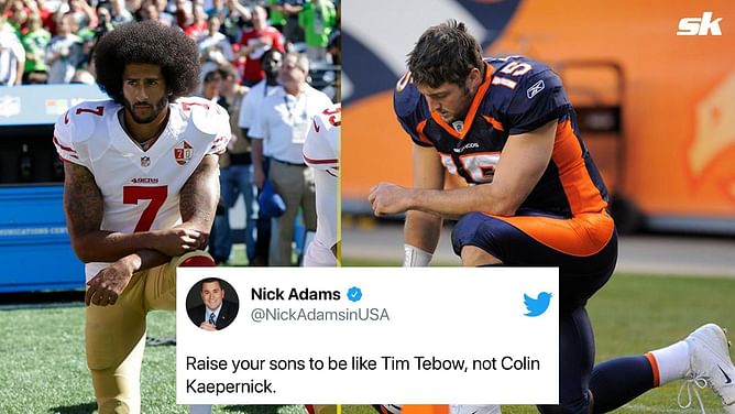 "Raise your sons to be like Tim Tebow, not Colin Kaepernick" - Pro-Trump author divides NFL fans with polarizing tweet