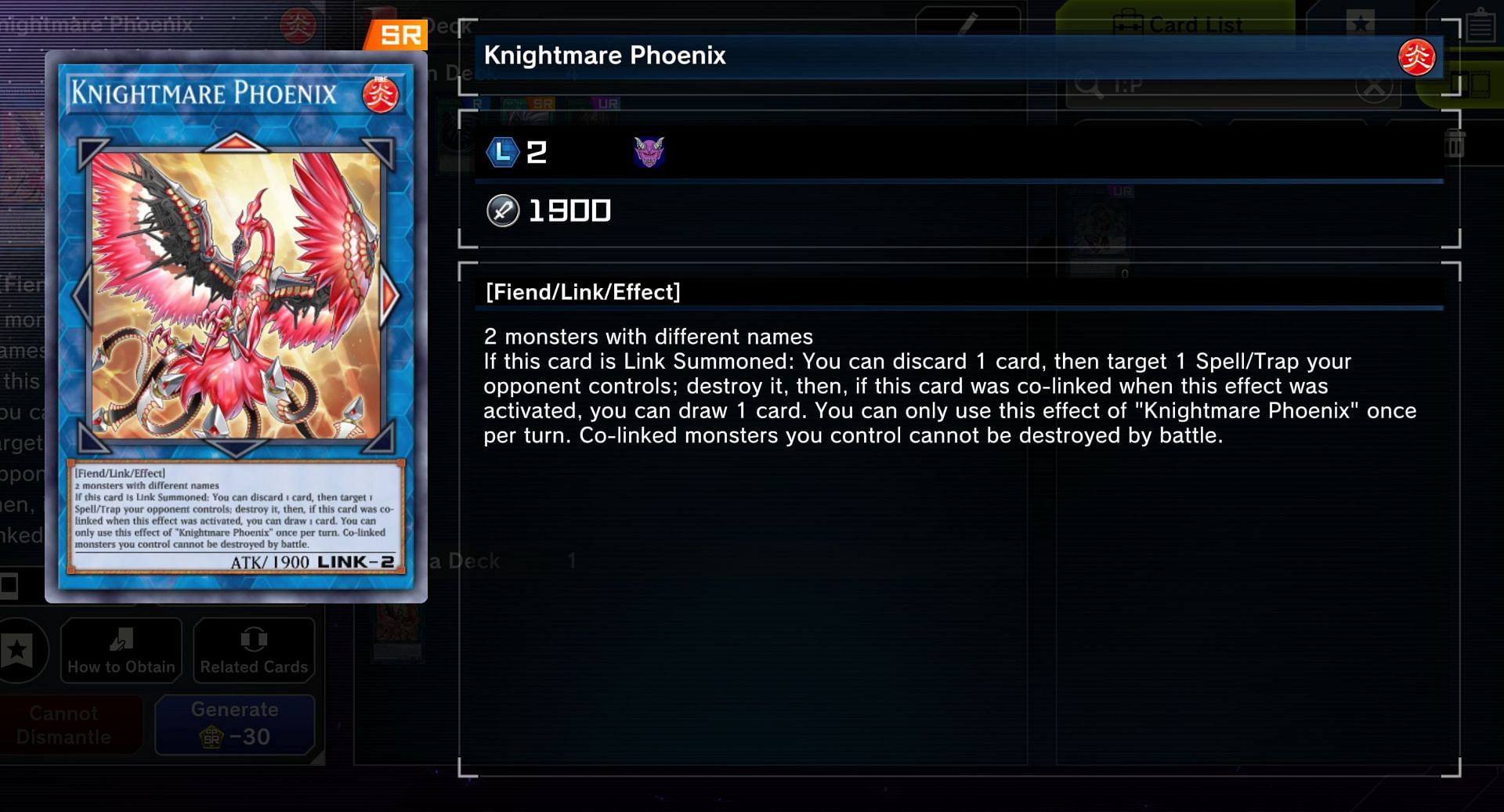 While not as great as I:P Masquerena, Knightmare Phoenix can replace that card in the deck (Image via Konami)
