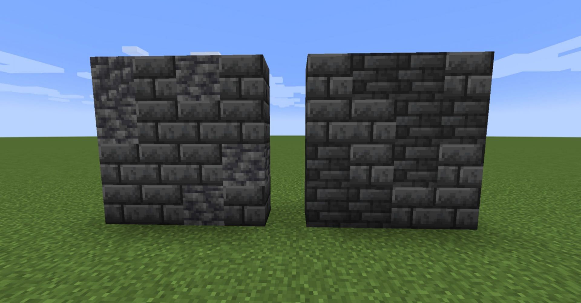 A combined cobbled deepslate, deepslate, and stone brick pattern (Image via Mojang)