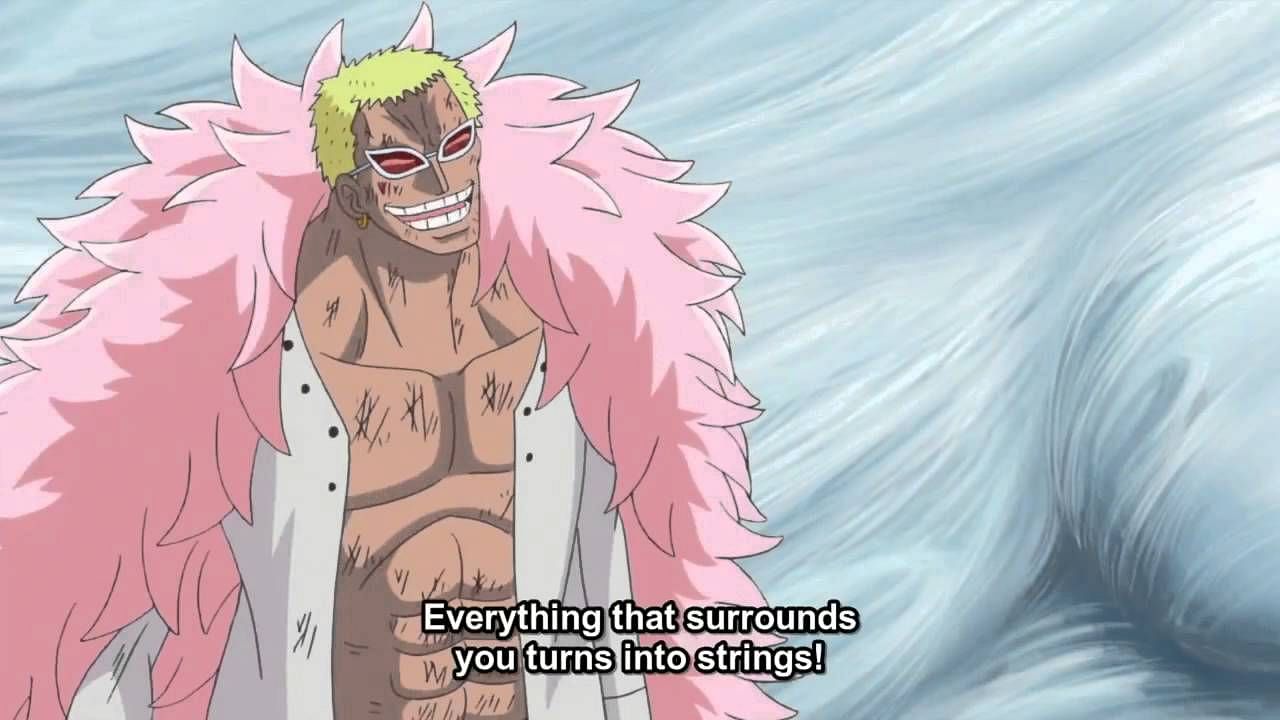 Doflamingo using his Paramecia Awakening to turn the surrounding area into strings (Image Credits: Eiichiro Oda/Shueisha, Viz Media, One Piece)