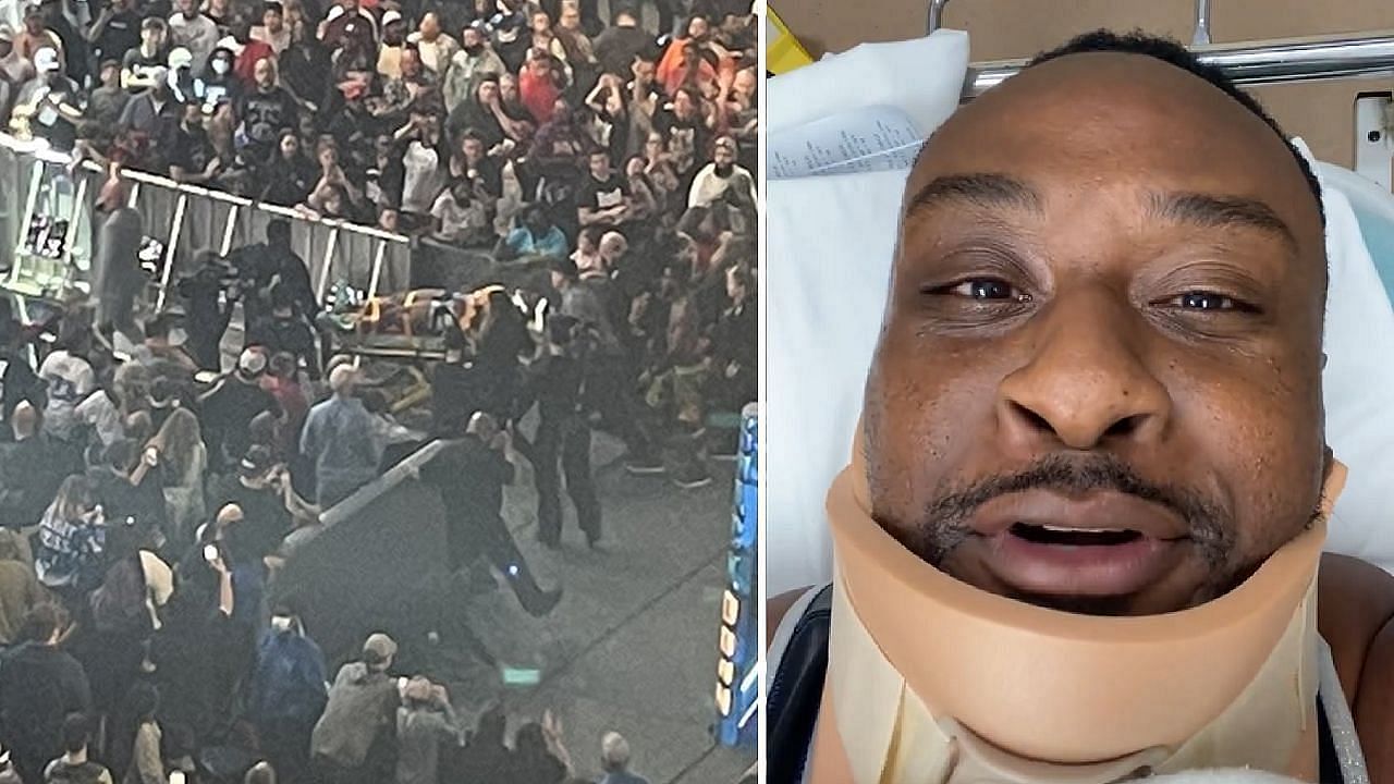 Big E got injured during a tag team match against Sheamus &amp; Ridge Holland.