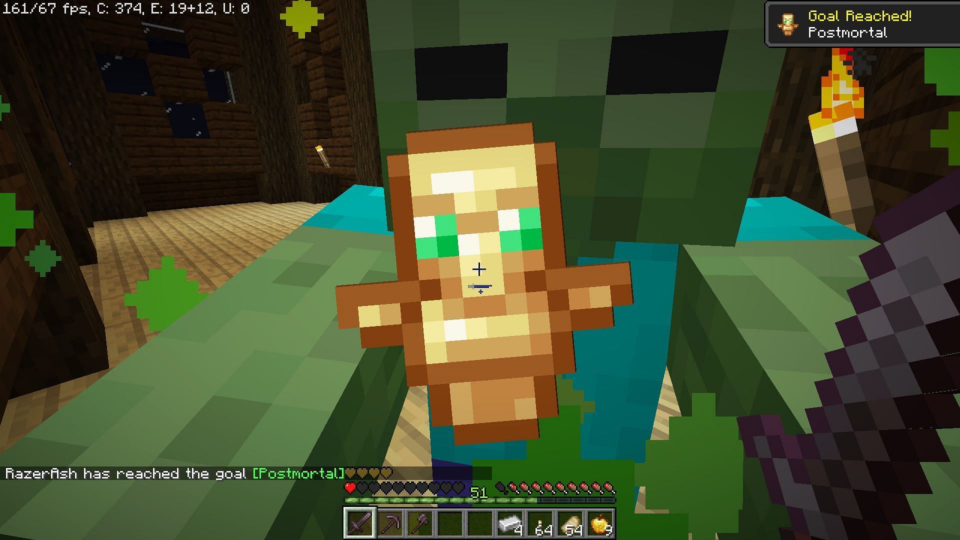Totem getting activated after all the hearts are gone (Image via Mojang Studios)