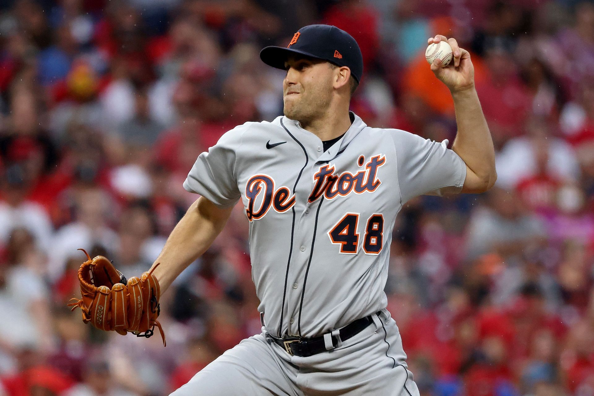 Matthew Boyd pitches during a Detroit Tigers v Cincinnati Reds game.