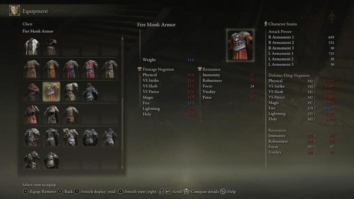 Armor has the Robustness stat listed under Resistance (Image via FromSoftware Inc.)