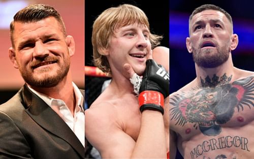 Michael Bisping (left); Paddy Pimblett (center); Conor McGregor (right)