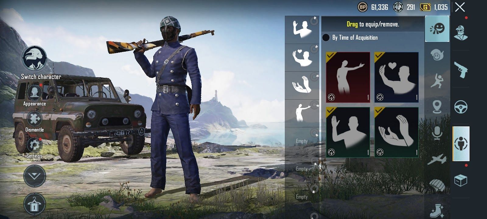Players can change the voice pack via inventory (Image via Krafton)