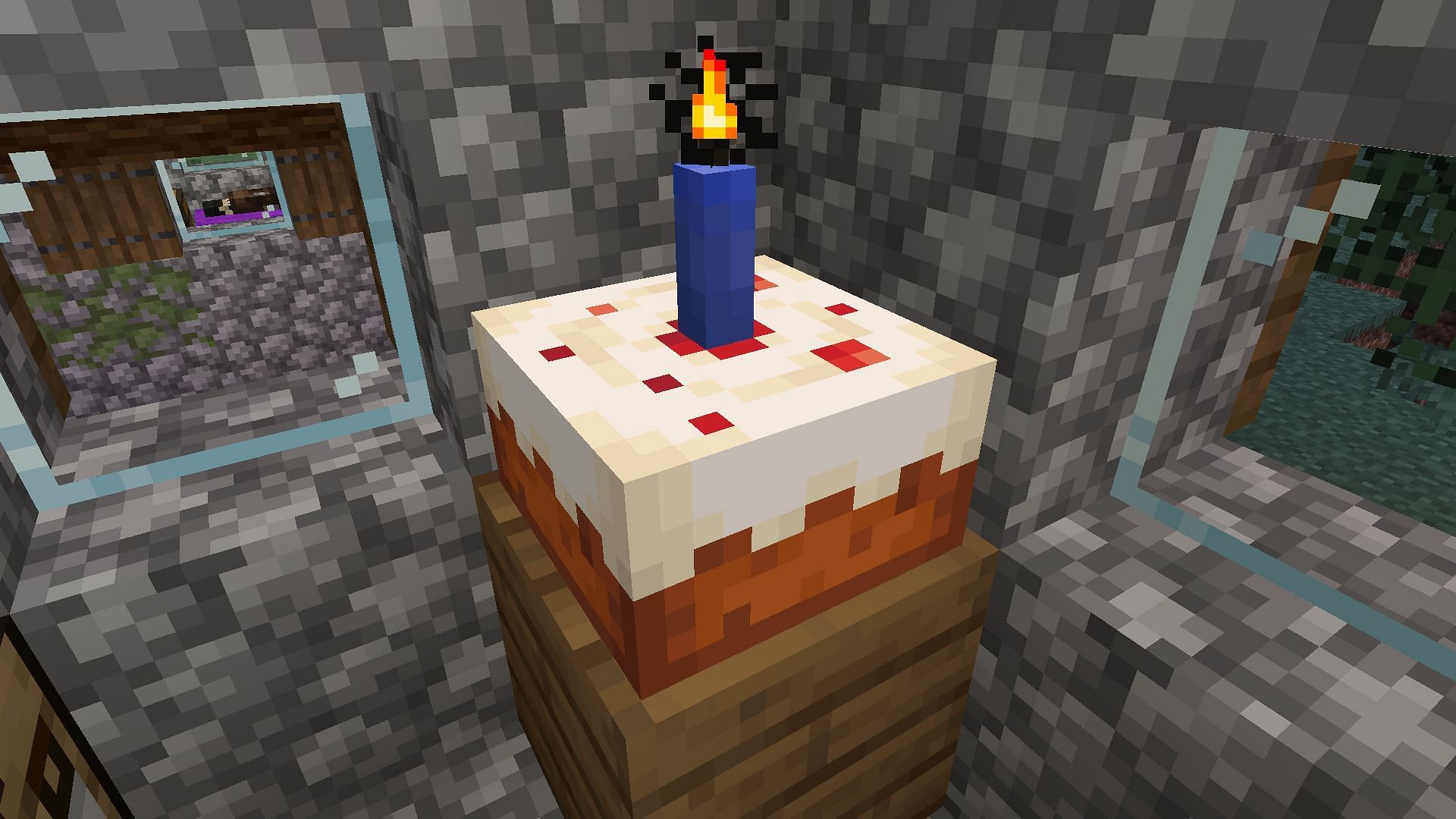 A single stick can be placed on a cake (Image via Minecraft)