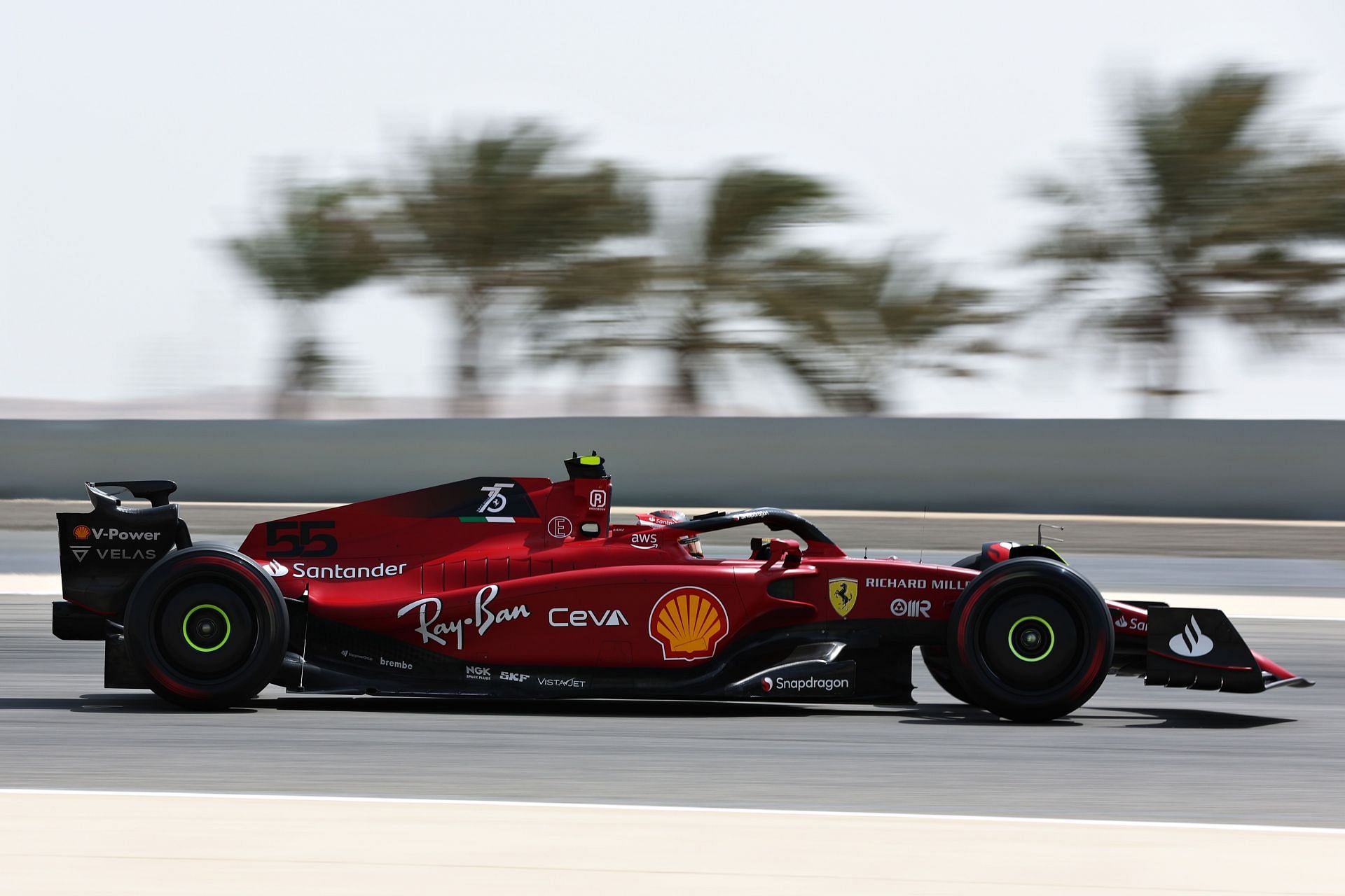 Ferrari&#039;s Carlos Sainz in action during pre-season testing in Bahrain (Photo by Lars Baron/Getty Images)