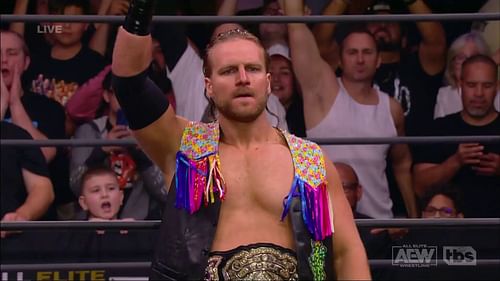 Page entering the ring before defending his championship last week.