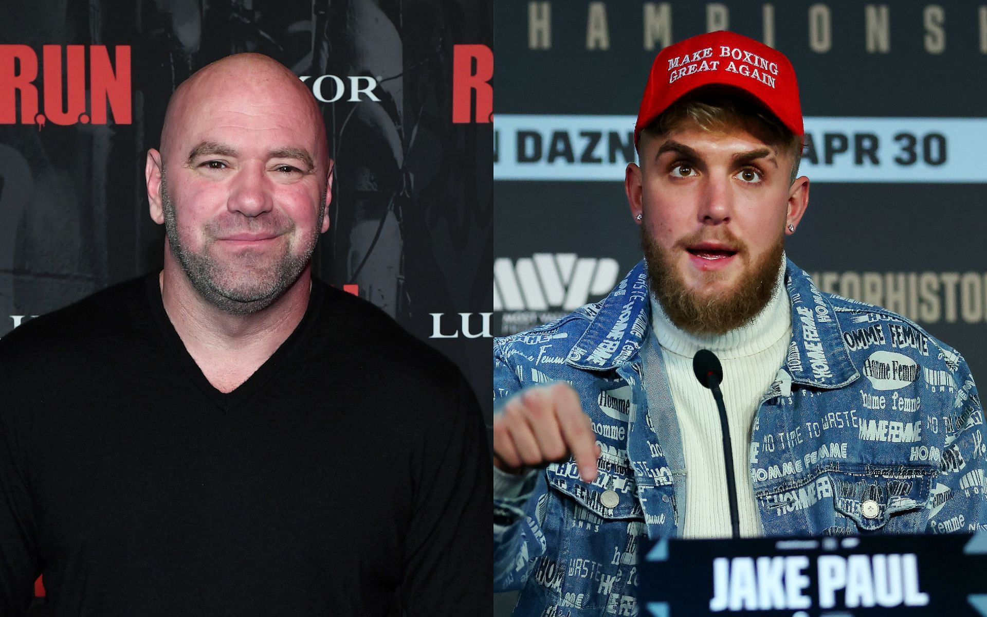 Dana White (left) and Jake Paul (right) (Images via Getty)