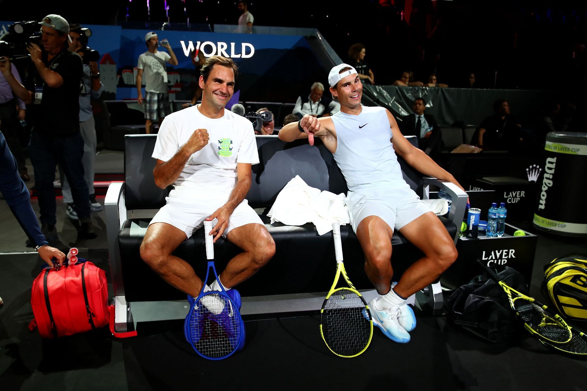 Rafael Nadal and Roger Federer at the 2019 Laver Cup