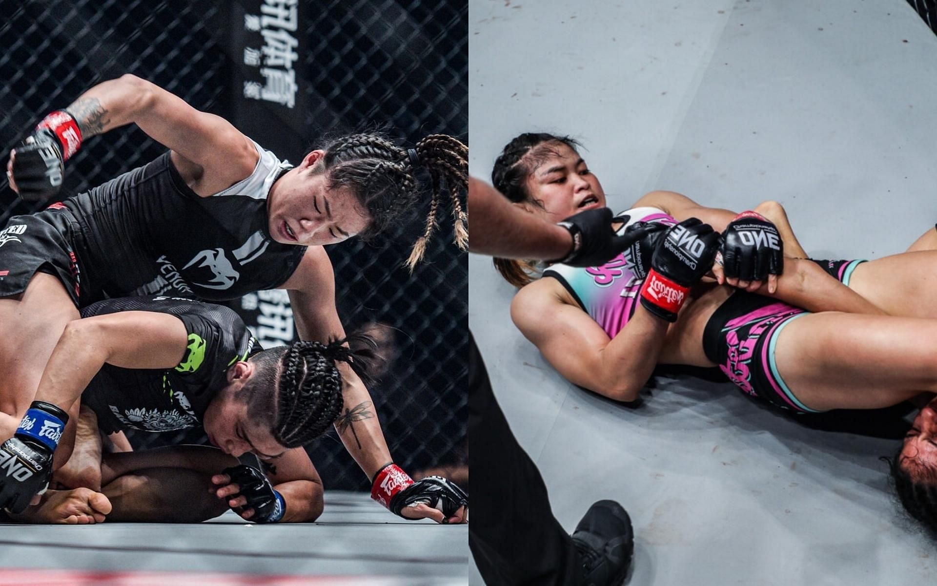 Both Angela Lee (left) and Stamp Fairtex (right) earned submission victories in their last outings. (Images courtesy of ONE Championship)