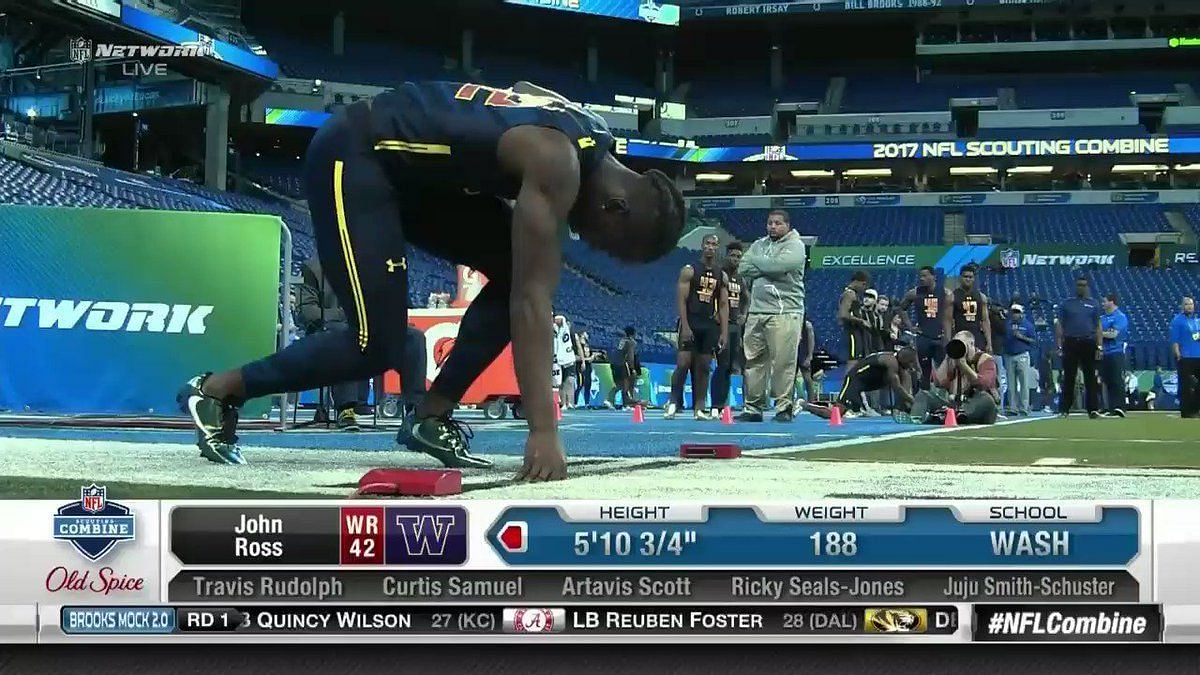 The fastest 40 yard dash time at the NFL Combine (John Ross - 4.22) co, isaiah thompson nfl