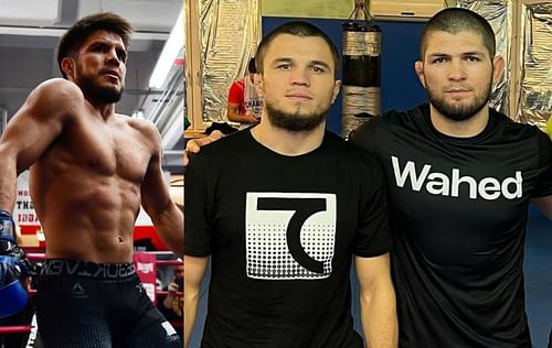 Henry Cejudo (left), Umar Nurmagomedov (center) & Khabib Nurmagomedov (right) [Image Credits- @umar_nurmagomedov on Instagram]