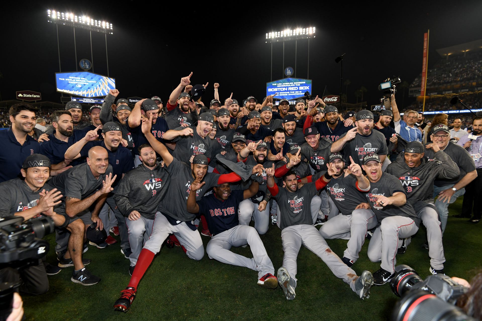 Red Sox celebrating World Series victory in 2018