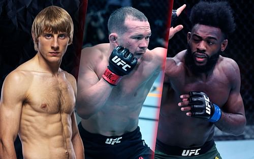 Paddy Pimblett (left. Image credit: ufc.com), Petr Yan (middle), Aljamain Sterling (right)