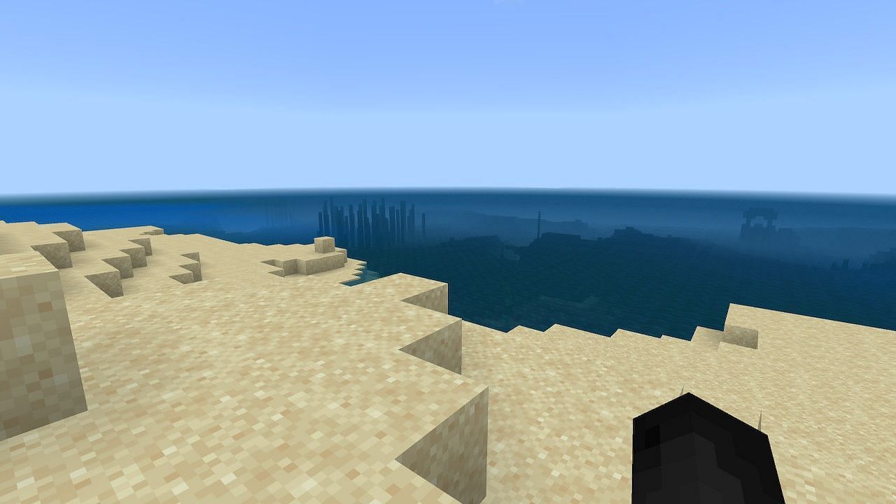 Players can take a short walk from spawn in order to locate two shipwrecks (Image via Minecraft)