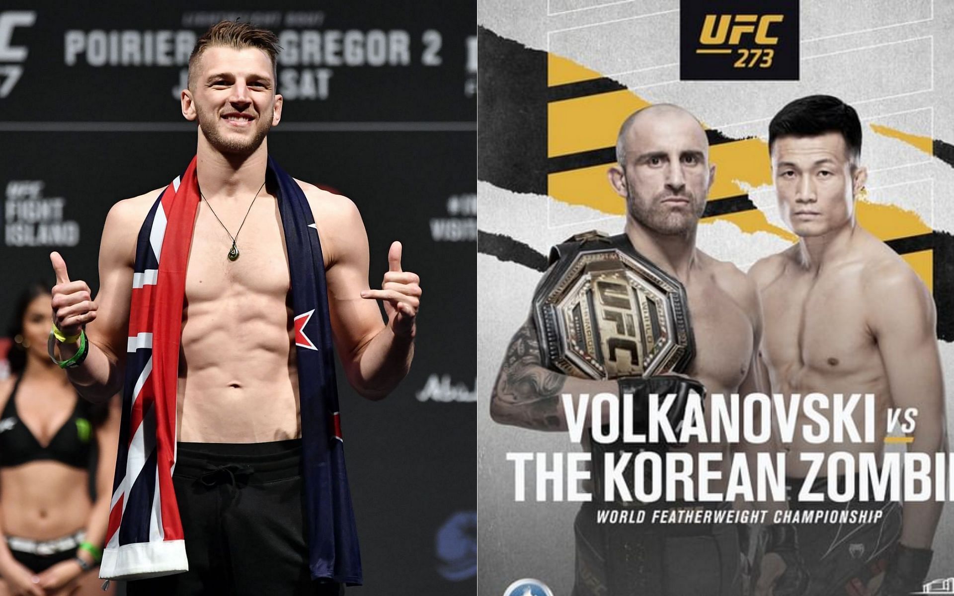 Dan Hooker (left) and Alexander Volkanovski vs The Korean Zombie (right)