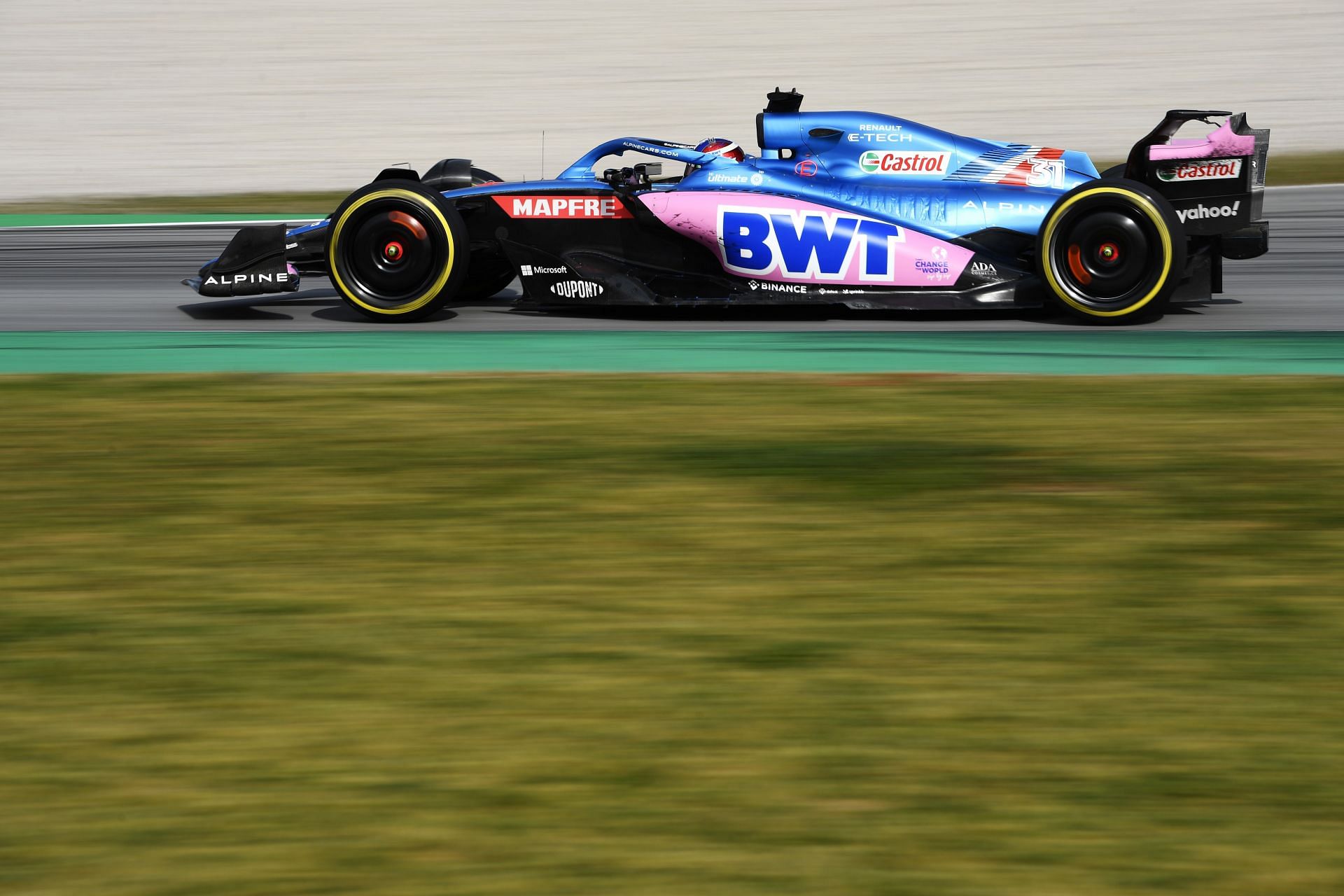 The Alpine A522 during Formula 1 Testing in Barcelona - Day 2