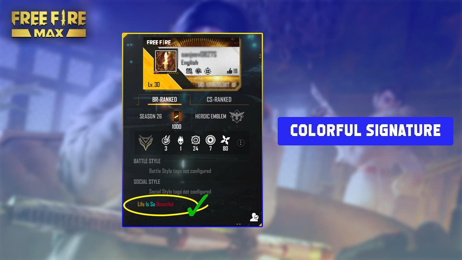 The colorful signature is a new trend in Free Fire MAX (Image via Sportskeeda)