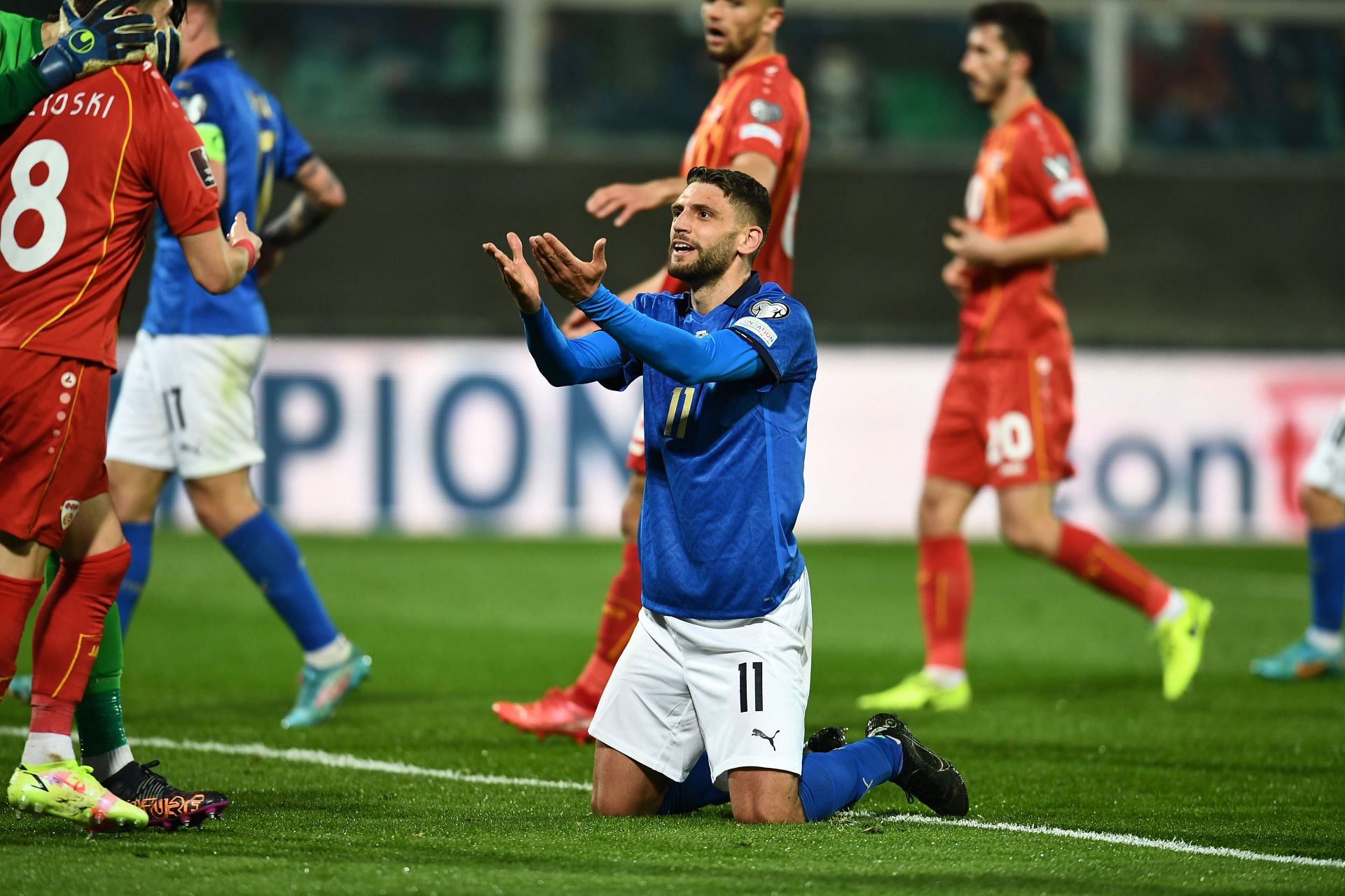 Italy were knocked out by North Macedonia in a 2022 FIFA World Cup qualifier.