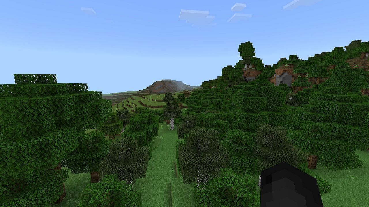 Players can make a short walk from spawn to the neaby village which also has easy access to diamonds (Image via Minecraft)