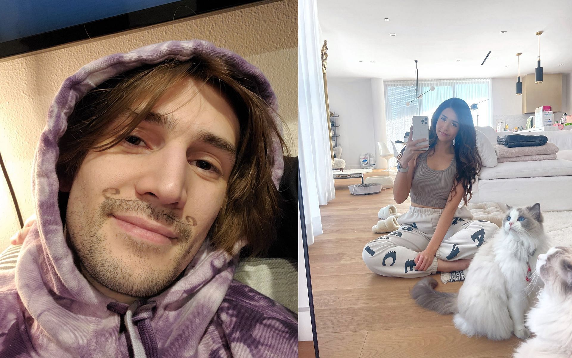 xQc talks about dating Pokimane&#039;s in-game character in GTA 5 RP (Images via xQcOW and Pokimane/Twitter)