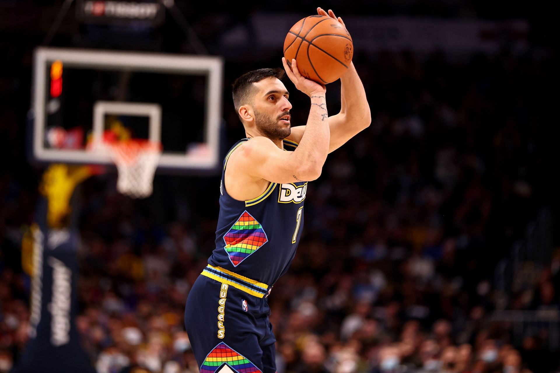 Facundo Campazzo of the Denver Nuggets against the Golden State Warriors