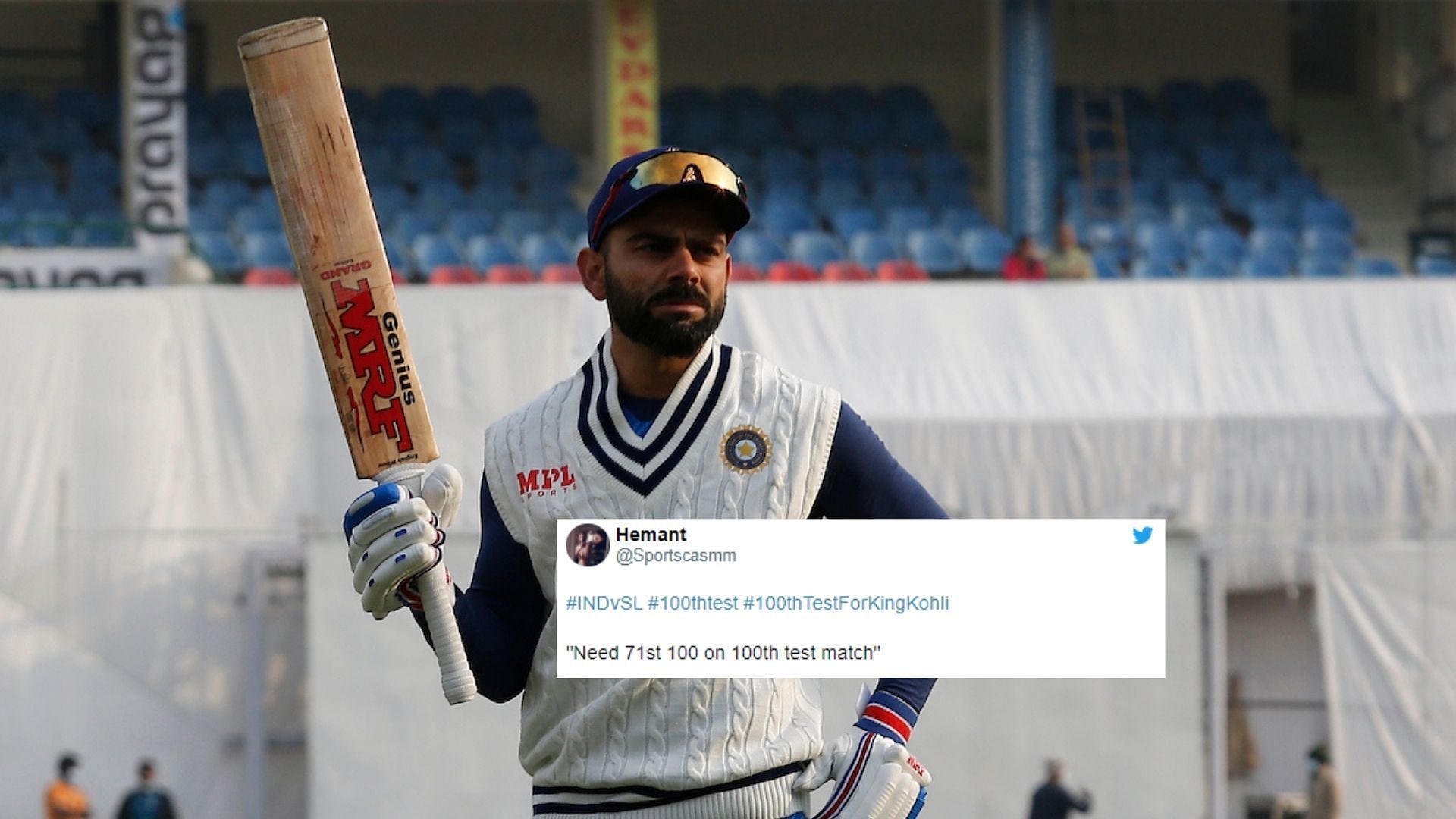 Fans are excited to see Virat Kohli walk out to bat in his 100th Test