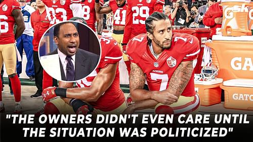 Colin Kaepernick (inset: Stephen A. Smith)