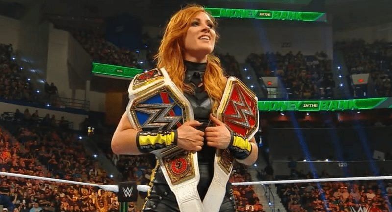 Becky Two Belts had to defend both her titles in separate matches