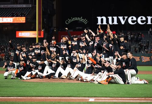 San Francisco Giants celebrating their playoff berth